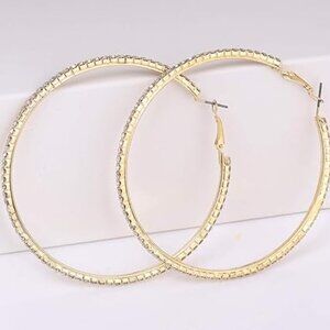 😎 3 for $10 SALE - Large Hoop Earrings Rhinestone Crystal